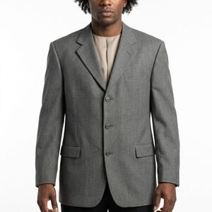Hugo Boss Einstein/Sigma Wool Made in USA Grey Stretch Blazer Men Size 46R